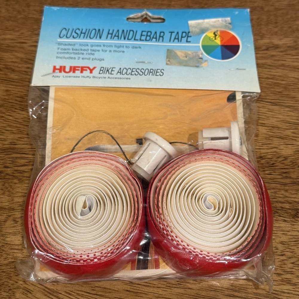 Vintage Huffy Cushion Handlebar Tape Roll Yellow Gold With End Plugs 70s 80s NOS